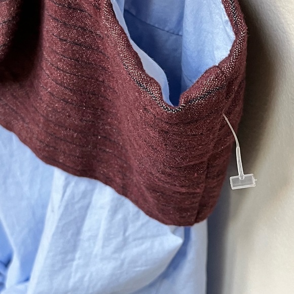 Zara Trafaluc One-piece Layered Light Blue and Brown Blouse - Picture 6 of 12